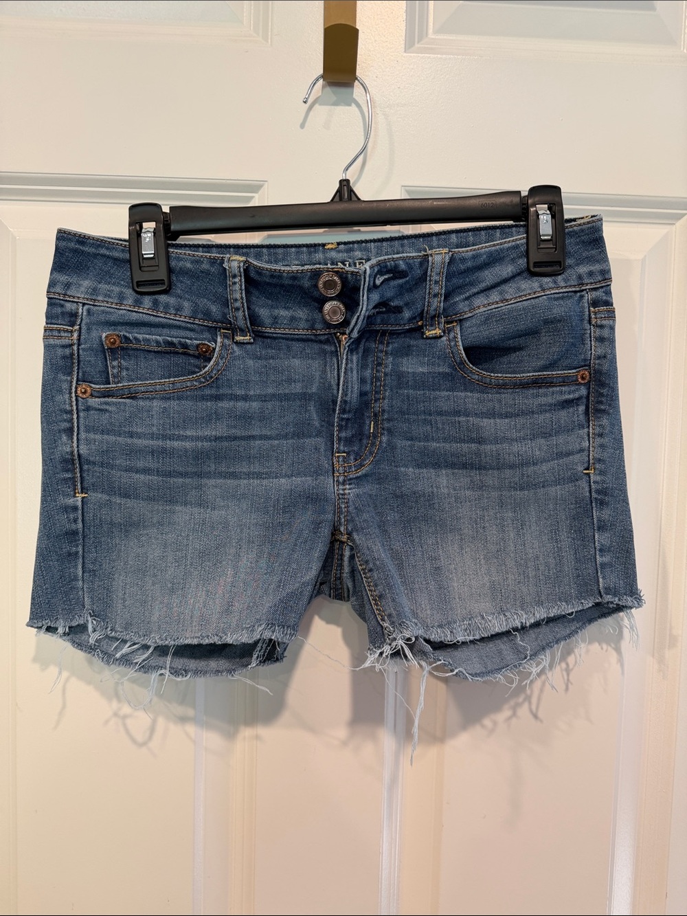 American Eagle Outfitters Blue Denim Shorts with Frayed Waist